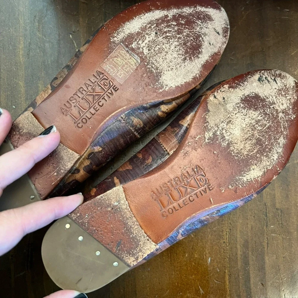 Australia Luxe Collective Camo‎ Loafers Flats Leather Brown Tan Slip On Shoes 6